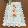 Caminho de Mesa Trilho Bordado C/Guippir Romance Branco C/Flores Goiaba 90cm