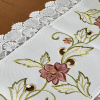 Caminho de Mesa Trilho Bordado C/Guippir Romance Branco C/Flores Goiaba 1,50mt