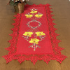 Caminho de Mesa Trilho Bordado C/Guippir Romance Vermelho C/Orquídeas Douradas 90cm