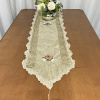 Caminho de Mesa Trilho Bordado Organza Bege C/ Marrom II 1,80