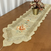 Caminho de Mesa Trilho Bordado Organza Bege C/Flor Laranja 1.80m