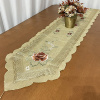 Caminho de Mesa Trilho Bordado Organza Bege C/Flor Marrom e Caramelo 1.80m