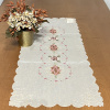 Caminho de Mesa Trilho Bordado Organza Bege C/Flor Marrom e Rosa 90 cm