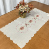 Caminho de Mesa Trilho Bordado Organza Bege C/Flor Marrom e Rosa 90 cm