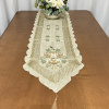 Caminho de Mesa Trilho Bordado Organza Bege Claro 2.20m