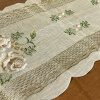 Caminho de Mesa Trilho Bordado Organza Bege Claro 2.20m