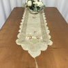 Caminho de Mesa Trilho Bordado Organza Bege Creme C/ Caramelo 1,80