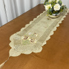 Caminho de Mesa Trilho Bordado Organza Bege Creme C/ Caramelo 1,80