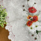 Caminho de Mesa Trilho Bordado Organza Branco C/Flor Amarela e Laranja - 85cm