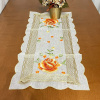 Caminho de Mesa Trilho Bordado Organza Branco C/Flor Amarela e Laranja 90cm