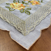 Caminho de Mesa Trilho Bordado Organza Branco C/Flor Amarela e Laranja II 90cm