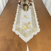 Caminho de Mesa Trilho Bordado Organza Branco C/Flor Amarela e Telha 1.80m