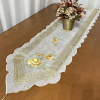 Caminho de Mesa Trilho Bordado Organza Branco C/Flor Amarela e Telha 1.80m