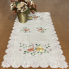 Caminho de Mesa Trilho Bordado Organza Branco C/Florzinha Laranja 90 cm