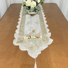 Caminho de Mesa Trilho Bordado Organza Branco Creme C/ Caramelo 1,80