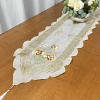 Caminho de Mesa Trilho Bordado Organza Branco Creme C/ Caramelo 1,80