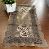 Caminho de Mesa Trilho Bordado Organza Marrom C/ Flor Marrom II - 90cm
