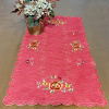 Caminho de Mesa Trilho Bordado Organza Vermelha C/ Flor Mesclada 90 cm