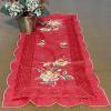 Caminho de Mesa Trilho Bordado Organza Vermelho C/ Flor Amarela e Laranja 90cm