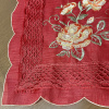 Caminho de Mesa Trilho Bordado Organza Vermelho C/ Flor Amarela e Laranja 90cm