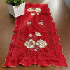 Caminho de Mesa Trilho Bordado Organza Vermelho C/Flor Dourada ll - 90cm