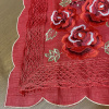Caminho de Mesa Trilho Bordado Organza Vermelho Rosas 90cm