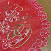 Caminho de Mesa Trilho Bordado Organza Vermelho Vaso de Flor 90 cm