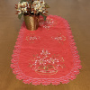 Caminho de Mesa Trilho Bordado Organza Vermelho Vaso de Flor 90 cm