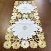 Caminho de Mesa Trilho Bordado Primavera Branco C/Flores Caramelo 90cm
