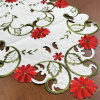 Caminho de Mesa Trilho Bordado Primavera Creme C/Flores Vermelhas 1.50