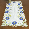 Caminho de Mesa Trilho Bordado Primavera Flor Azul C/Verde 90cm