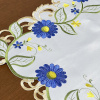 Caminho de Mesa Trilho Bordado Primavera Flor Azul C/Verde 90cm