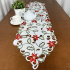 Caminho de Mesa Trilho Bordado Primavera Flor Vermelha C/Ramos 2,20m