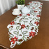 Caminho de Mesa Trilho Bordado Primavera Flor Vermelha C/Ramos 2,20m