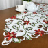 Caminho de Mesa Trilho Bordado Primavera Flor Vermelha C/Ramos 2,20m