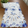 Caminho de Mesa Trilho Bordado Primavera Florzinhas Azuis 90cm