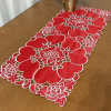 Caminho de Mesa Trilho Bordado Primavera Vermelho C/Prata 90cm