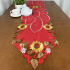 Caminho de Mesa Trilho Bordado Primavera Vermelho Girassol 2,20m