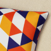 Capa de Almofada Avulsa Estampada Geométrica Colorida Laranja C/Amarelo e Marinho