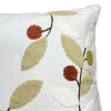 Capa de Almofada Bordada Alto Relevo Cerejinhas C/Folha Bege