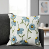 Capa de Almofada Bordada Alto Relevo Floral Azul