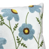 Capa de Almofada Bordada Alto Relevo Floral Azul
