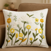 Capa de Almofada Bordada Alto Relevo Florzinha Amarela C/Branco