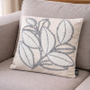 Capa de Almofada Bordada Alto Relevo Folhagem Cinza