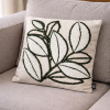 Capa de Almofada Bordada Alto Relevo Folhagem Verde I