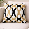 Capa de Almofada Bordada Alto Relevo Geométrica Bege C/Preto