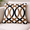 Capa de Almofada Bordada Alto Relevo Geométrica Marrom C/Preto