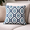 Capa de Almofada Bordada Alto Relevo Geométrico Azul