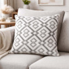 Capa de Almofada Bordada Alto Relevo Geométrico Cinza