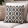 Capa de Almofada Bordada Alto Relevo Geométrico Preto e Marrom